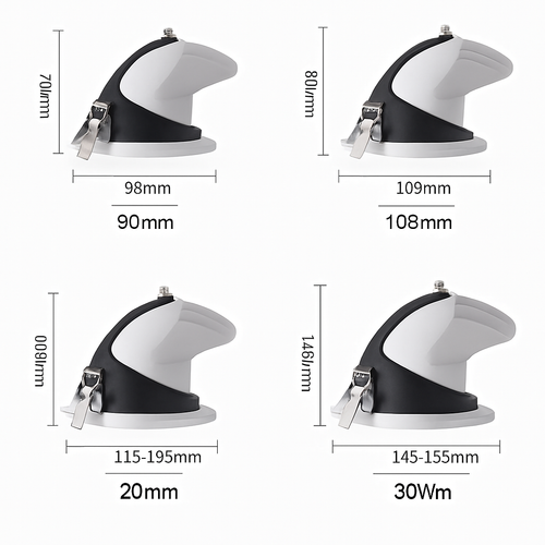 Spot rond à LED pivotable à 360° en aluminium blanc - vue 5 sur 5