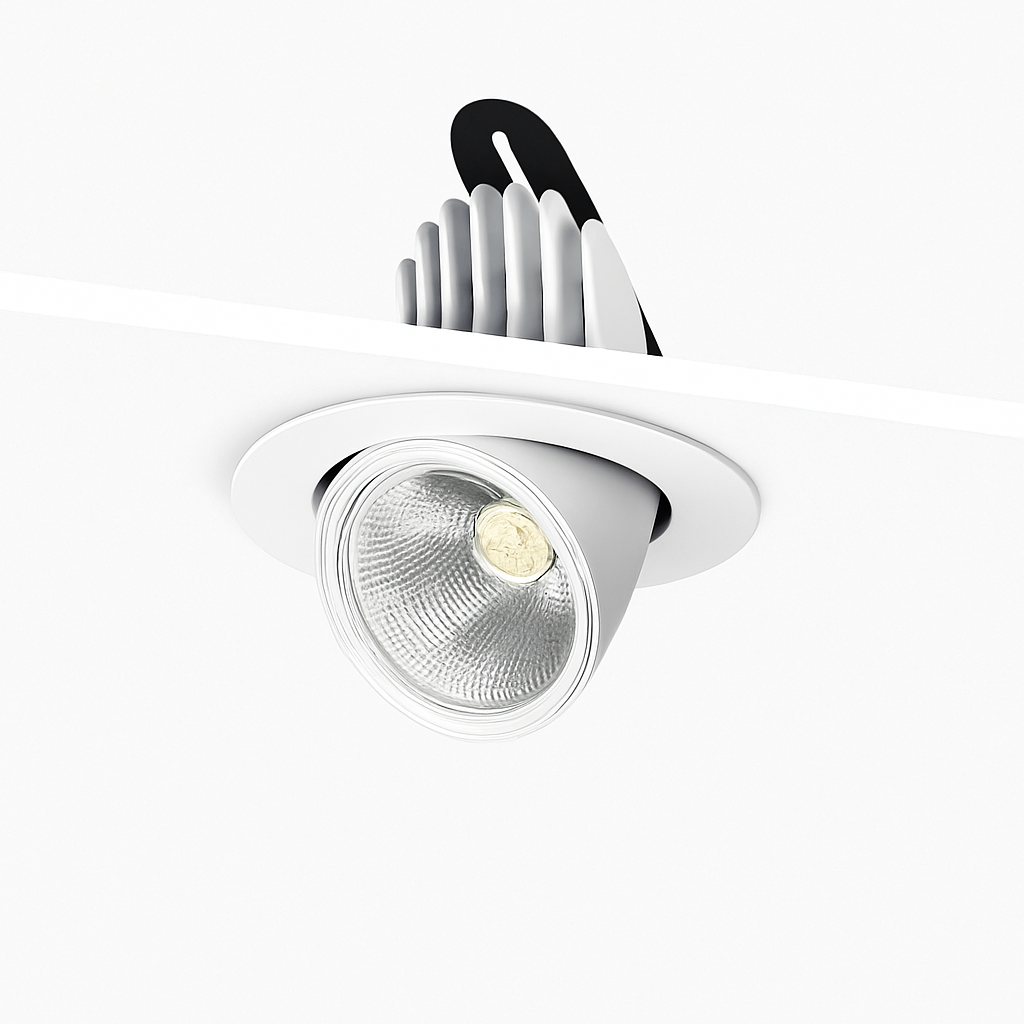 Spot rond à LED pivotable à 360° en aluminium blanc - vue 5 sur 5