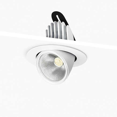 Spot rond à LED pivotable à 360° en aluminium blanc - vue 6 sur 5
