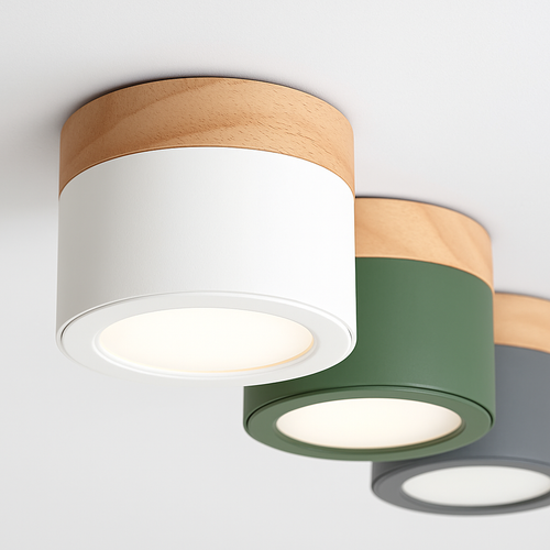 Spots LED cylindrique à base en bois Botimi - vue 3 sur 12