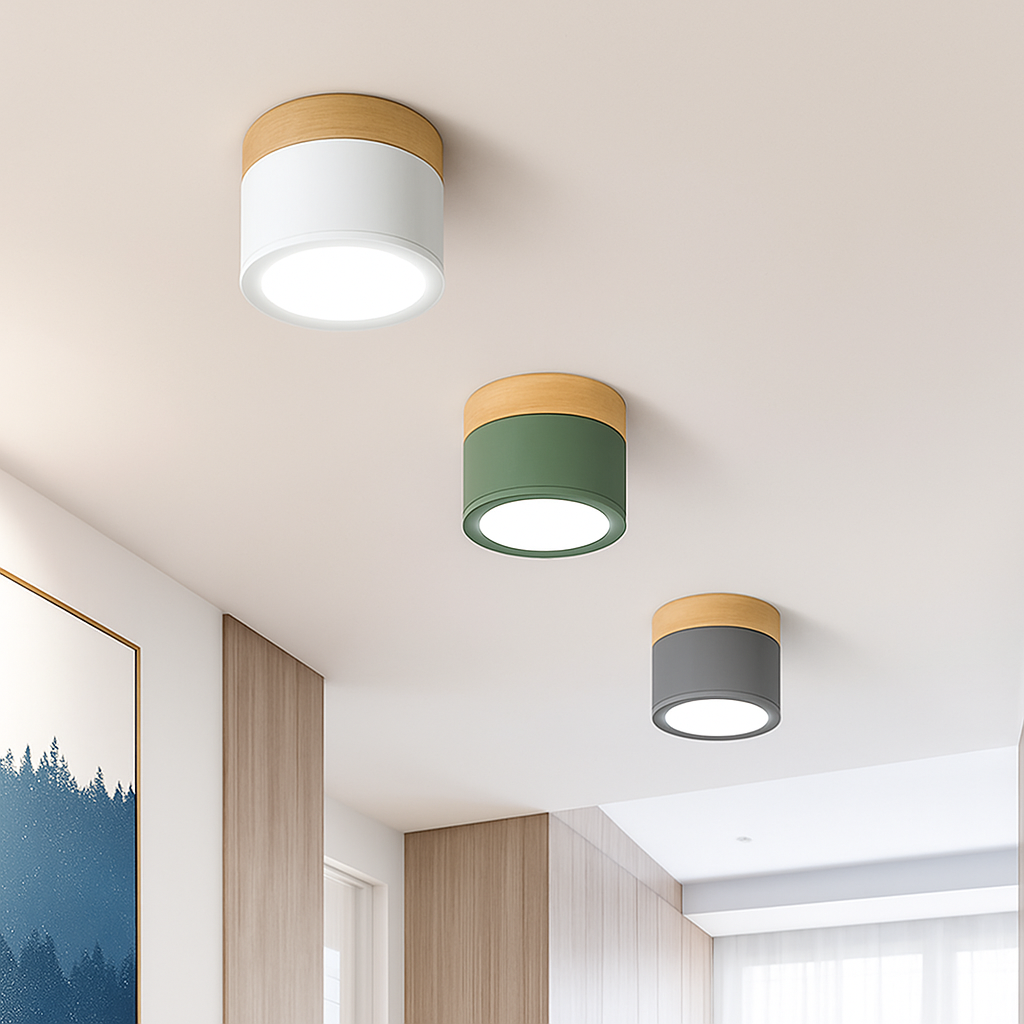 Spots LED cylindrique à base en bois Botimi - vue 12 sur 12