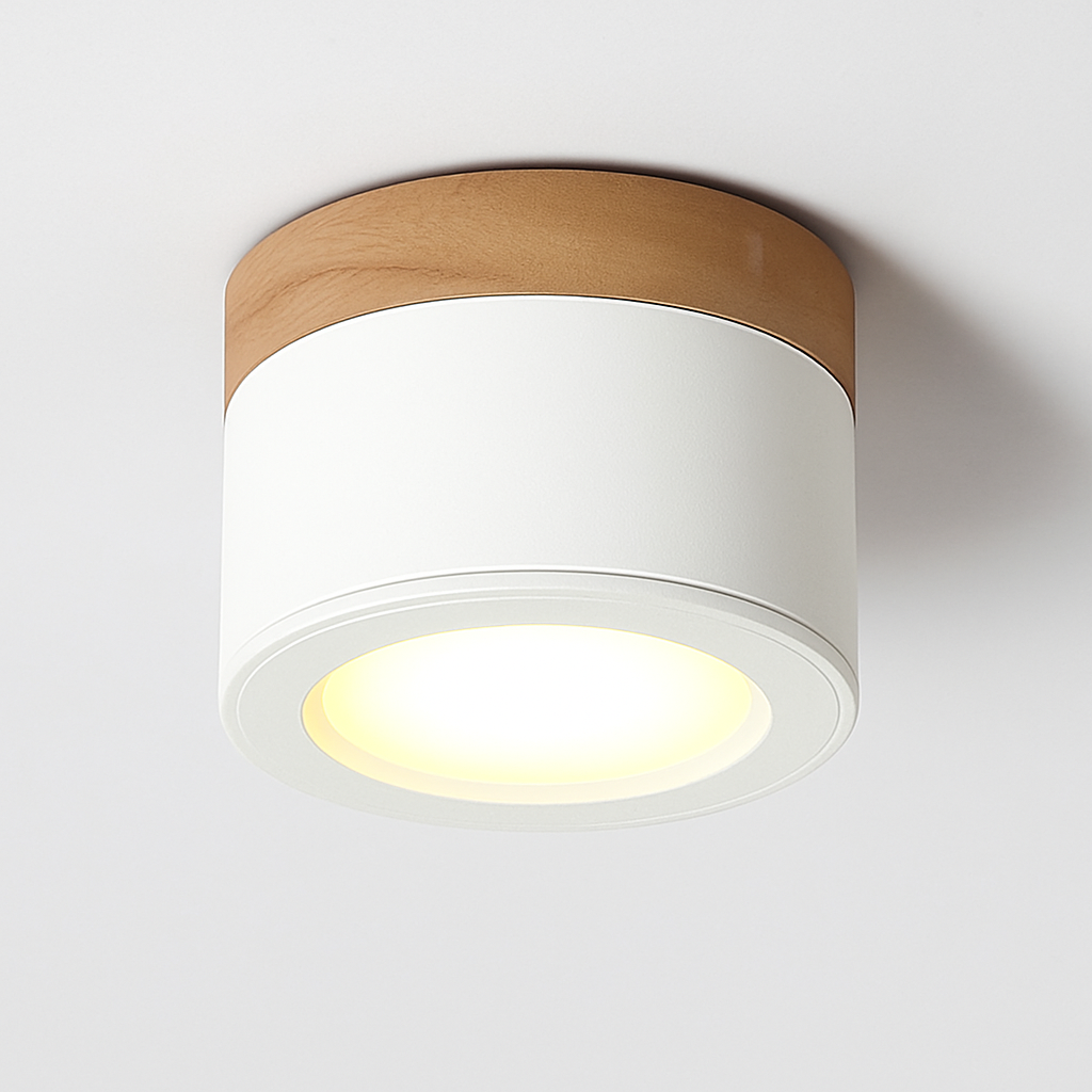 Spots LED cylindrique à base en bois Botimi