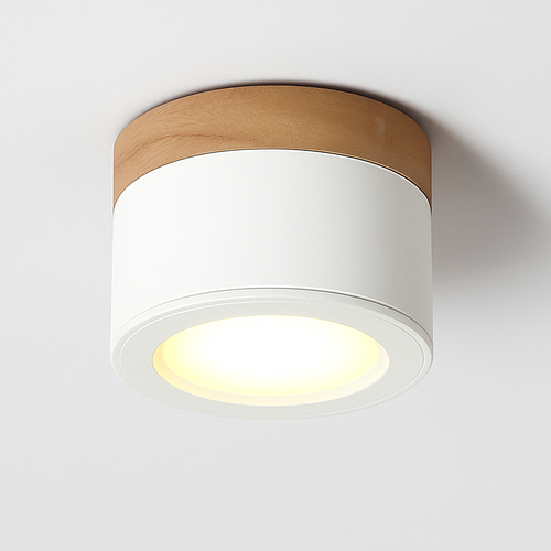 Spots LED cylindrique à base en bois Botimi