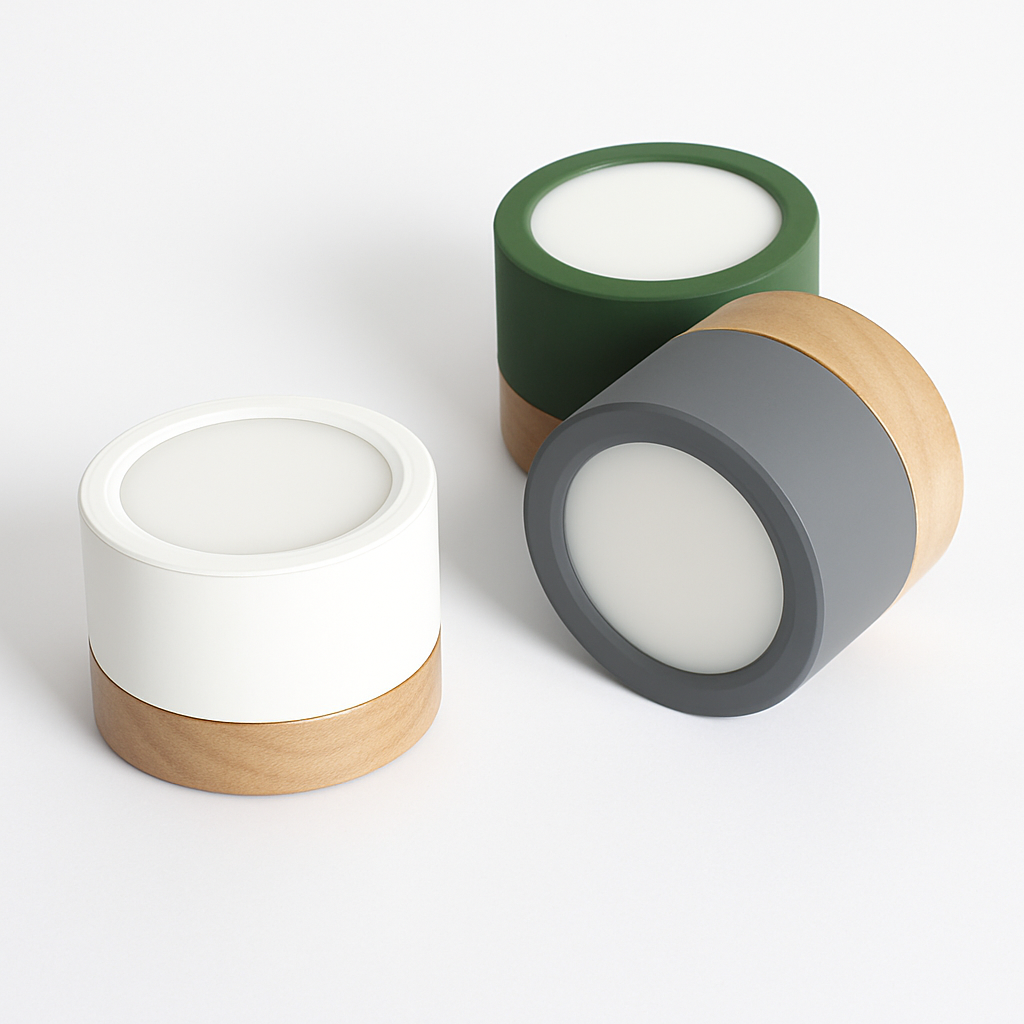 Spots LED cylindrique à base en bois Botimi - vue 7 sur 12