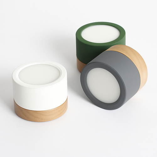 Spots LED cylindrique à base en bois Botimi - vue 8 sur 12