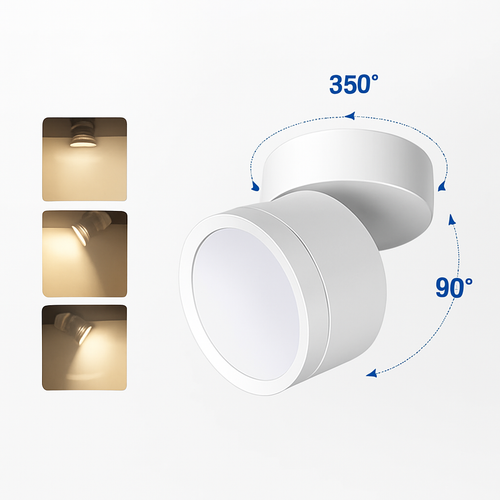 Surface mounted LED ceiling light tube light 7W 9W 12W 15W rotatable adjustable angle LED spotlight, indoor lighting AC220V 110V - vue 5 sur 8