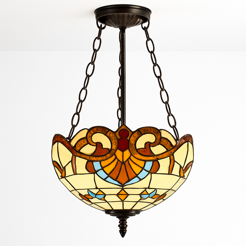 suspension antique style tiffany pour éclairage rétro et coloré - vue 3 sur 6