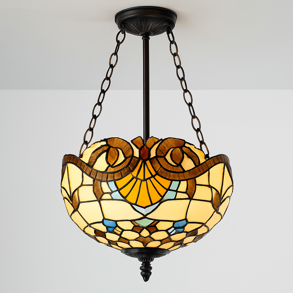 suspension antique style tiffany pour éclairage rétro et coloré - vue 4 sur 6