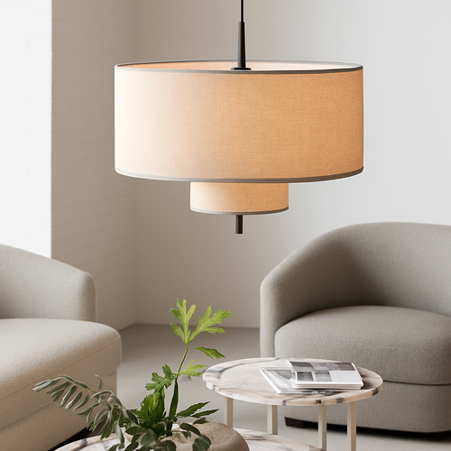suspension artistique en tissu design fait main éclairage moderne - vue 2 sur 9