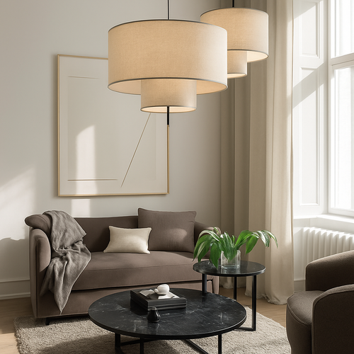suspension artistique en tissu design fait main éclairage moderne - vue 4 sur 9