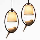 Suspension avec abat-jour et oiseau perché à LED
