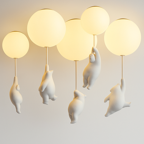 Suspension avec boule en verre et ours suspendu - vue 2 sur 26