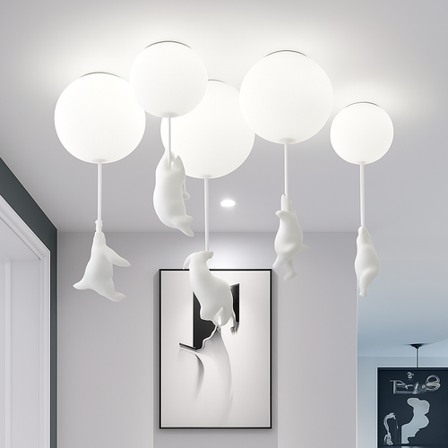 Suspension avec boule en verre et ours suspendu - vue 3 sur 26