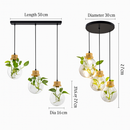 Suspension bocal en verre à fleur et support en bois