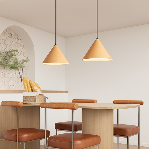 Suspension bois grain simple moderne jap vintage bar - vue 5 sur 8