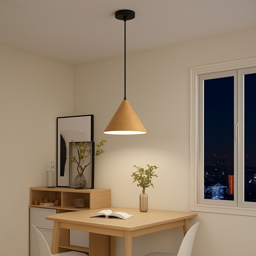 Suspension bois grain simple moderne jap vintage bar - vue 6 sur 8