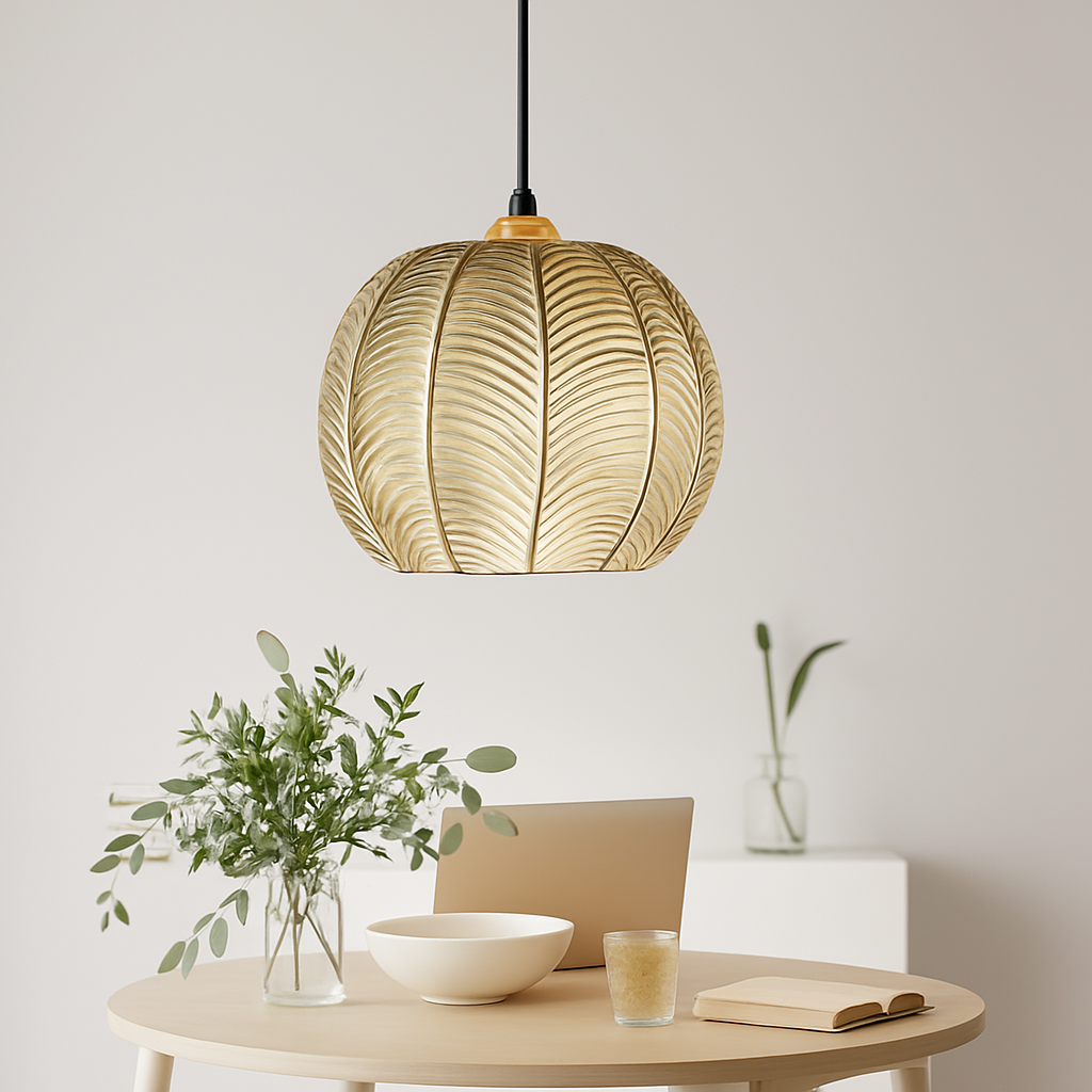 Suspension boule en verre motif feuilles - vue 4 sur 18