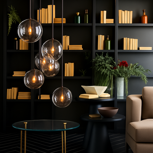 Suspension boule verre design nordique moderne décoratif loft LED - vue 3 sur 13