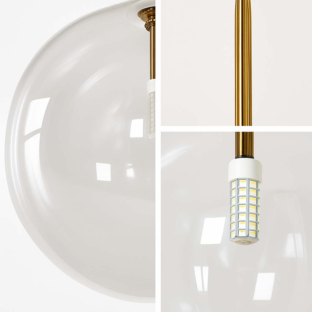 Suspension boule verre design nordique moderne décoratif loft LED - vue 6 sur 13