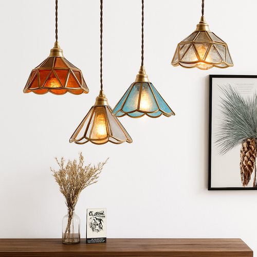 suspension conique en verre Style japonais Vintage - vue 3 sur 30