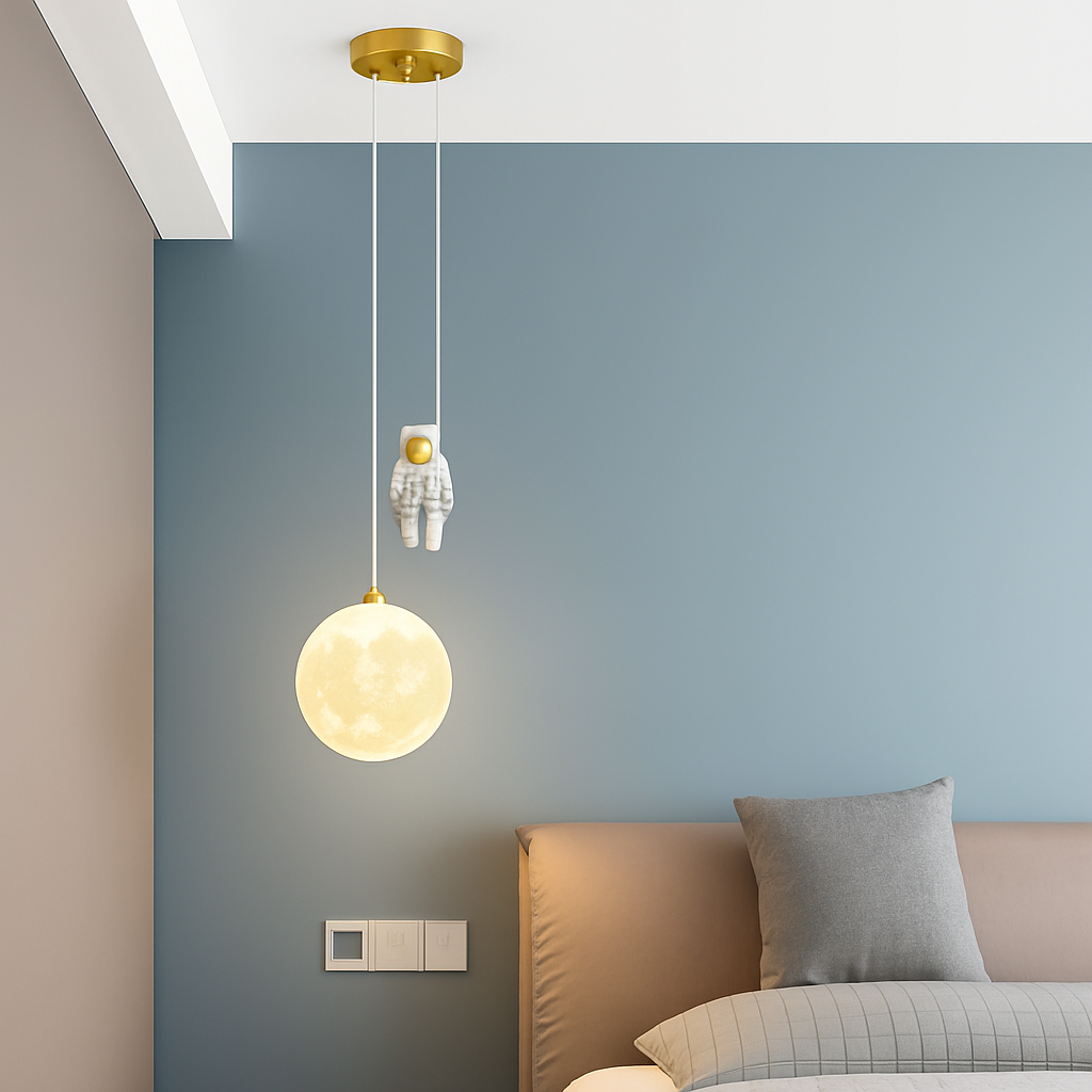suspension créative astronaute pour chambre d'enfants décorative à led - vue 3 sur 6