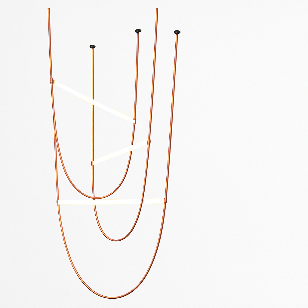 Suspension cuir styliste italien cloche corde escalier
