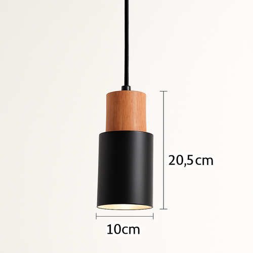 Suspension cylindrique en bois et métal de couleur Wood - vue 7 sur 6