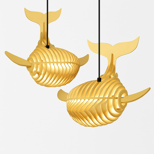 suspension d'art moderne en bois forme baleine pour restaurant - vue 2 sur 8
