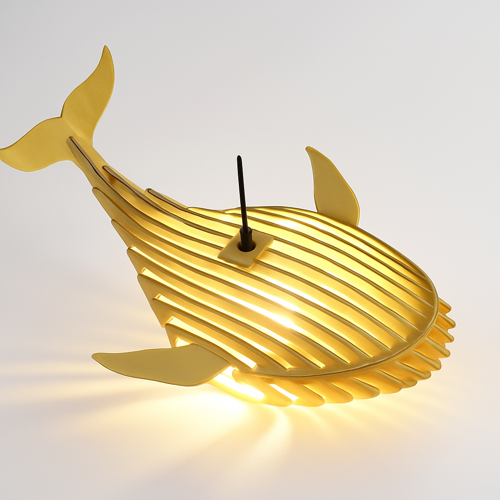 suspension d'art moderne en bois forme baleine pour restaurant - vue 3 sur 8