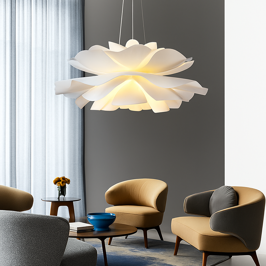 suspension décoration nordique acrylique fleur abat-jour - vue 4 sur 8