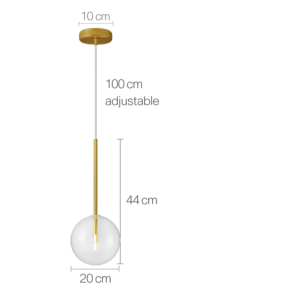 Suspension design avec boule en verre suspendue Dixie - vue 4 sur 5