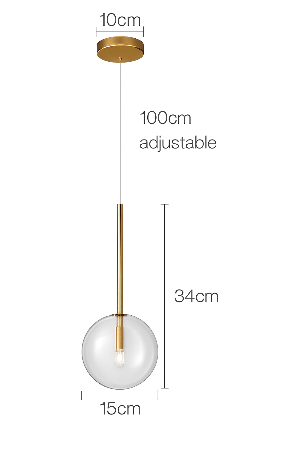 Suspension design avec boule en verre suspendue Dixie