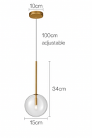 Suspension design avec boule en verre suspendue Dixie
