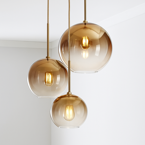 Suspension design boule en verre ambré Loft - vue 4 sur 8
