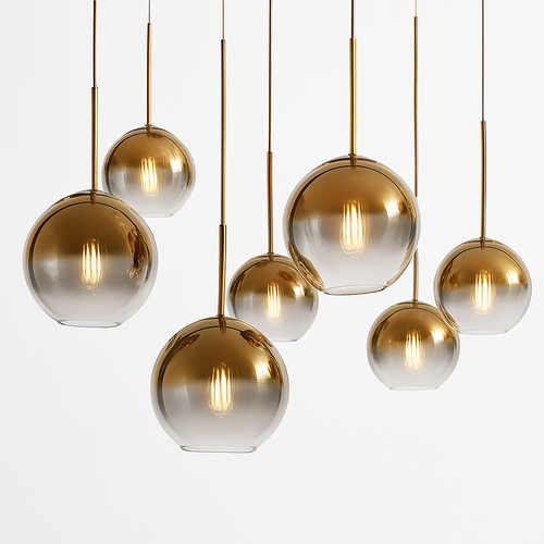 Suspension design boule en verre ambré Loft - vue 8 sur 8