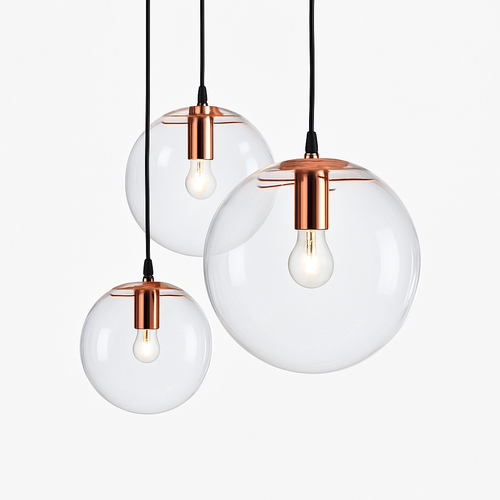 Suspension design boule en verre à LED rose gold ou noire - vue 2 sur 6