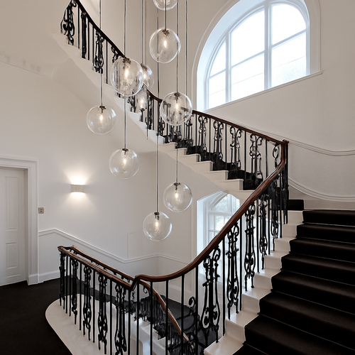 Suspension design boule en verre à LED rose gold ou noire - vue 5 sur 6