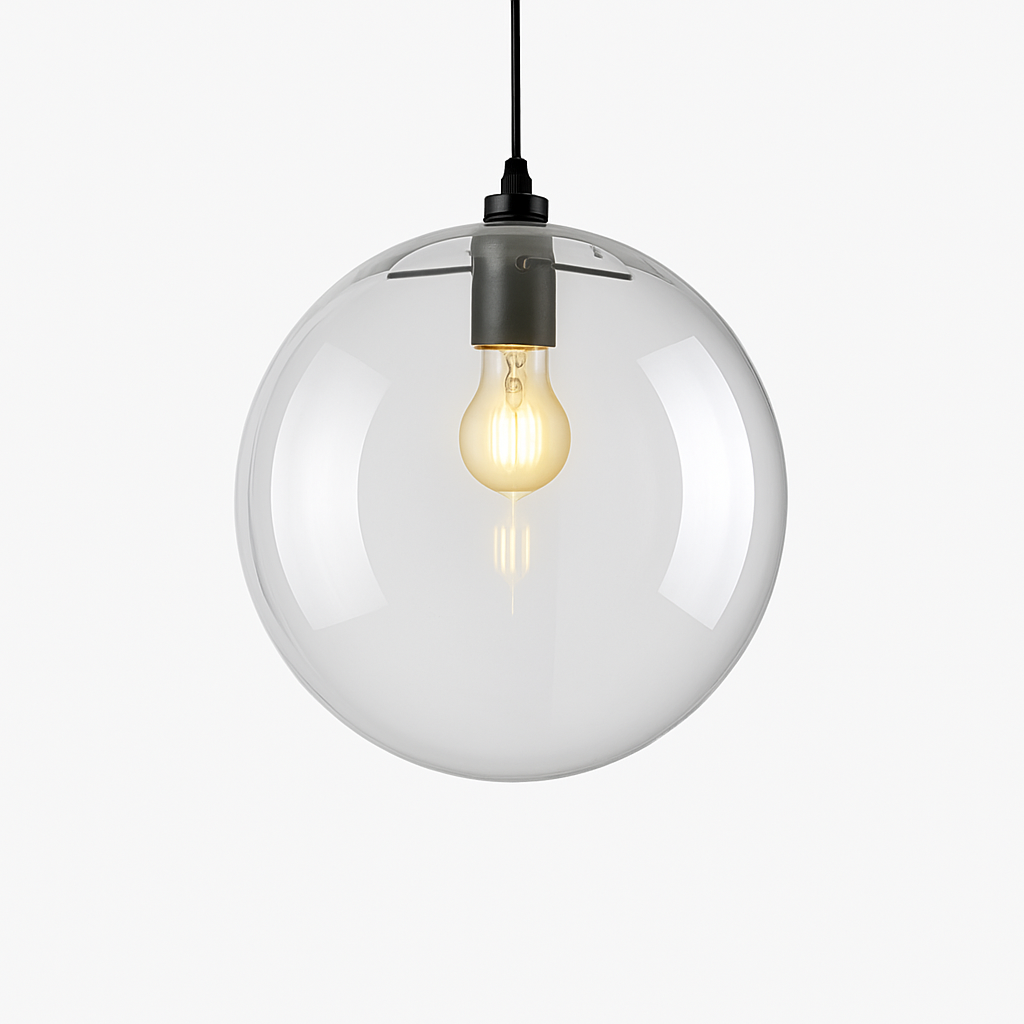 Suspension design boule en verre à LED rose gold ou noire