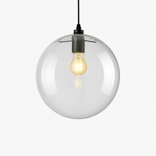 Suspension design boule en verre à LED rose gold ou noire - vue 6 sur 6