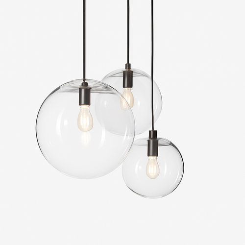 Suspension design boule en verre (noir ou rose gold) - vue 2 sur 5