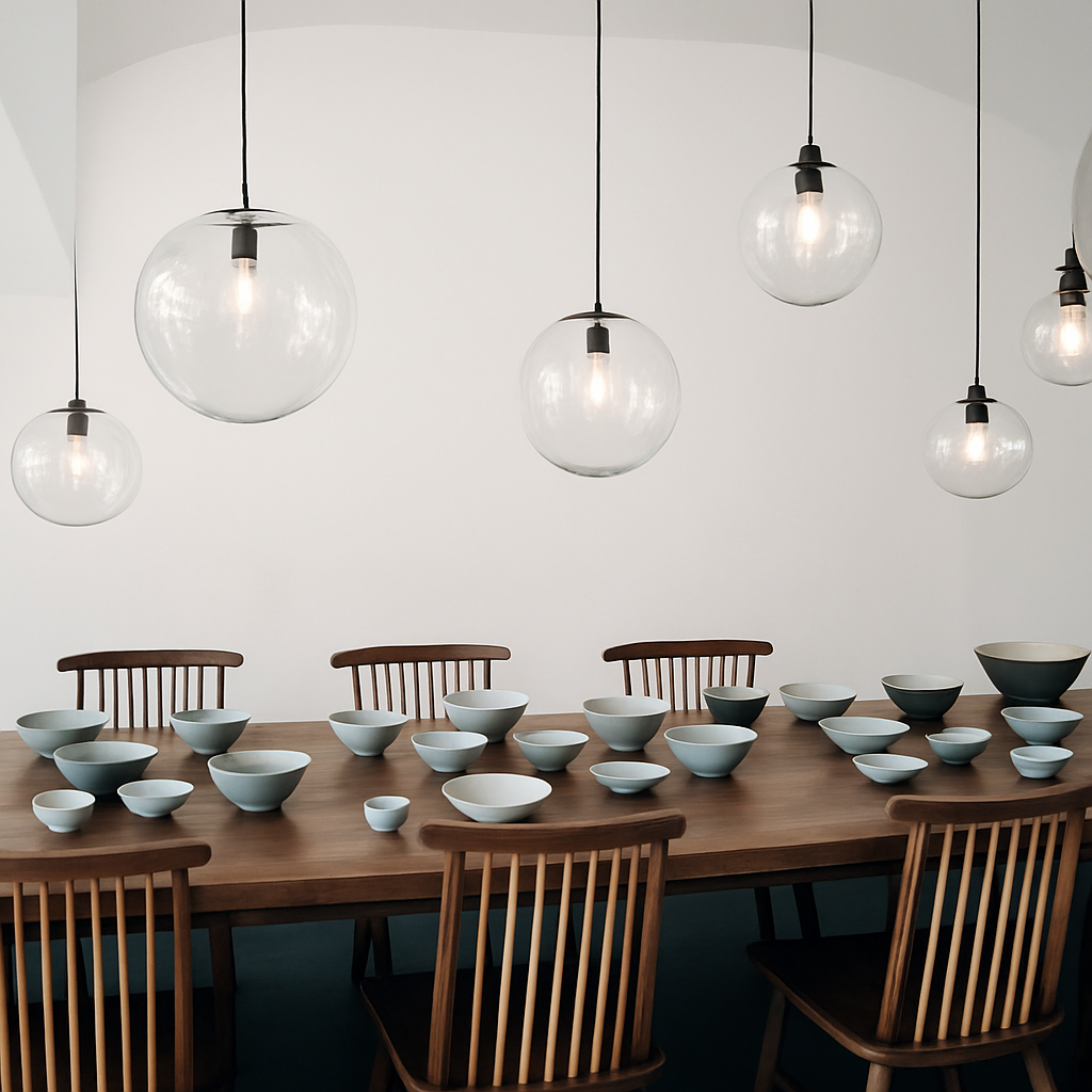 Suspension design boule en verre (noir ou rose gold) - vue 3 sur 5