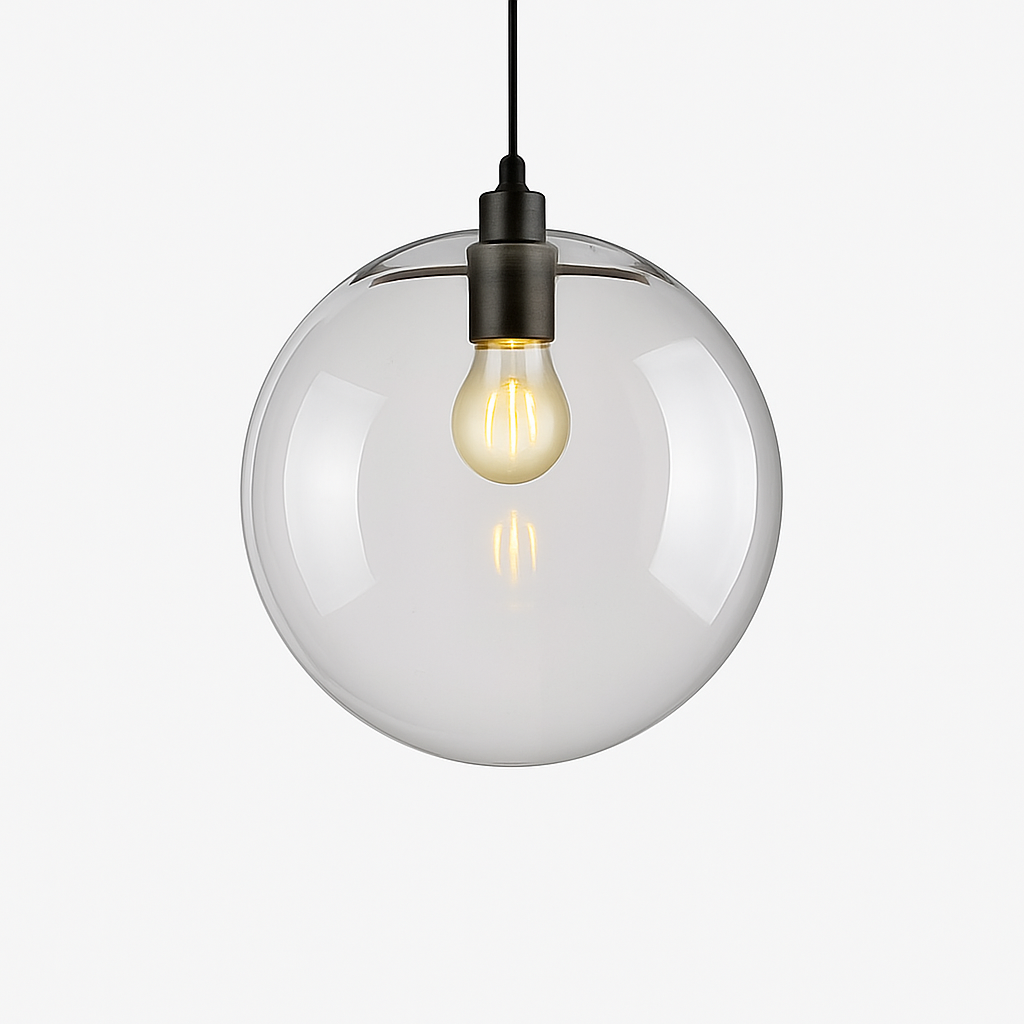 Suspension design boule en verre (noir ou rose gold)