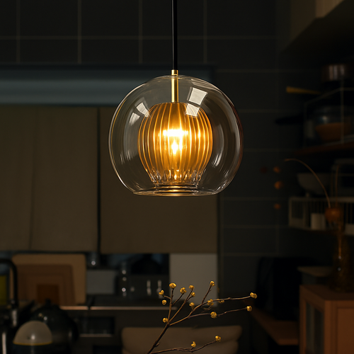 Suspension design boule nordique moderne en verre créative - vue 3 sur 15