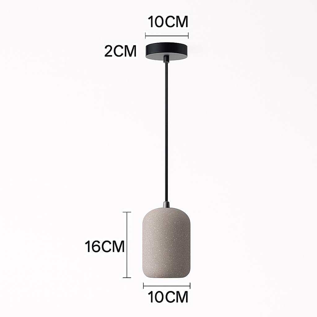 Suspension design cylindrique en ciment façon terrazzo LED - vue 7 sur 10