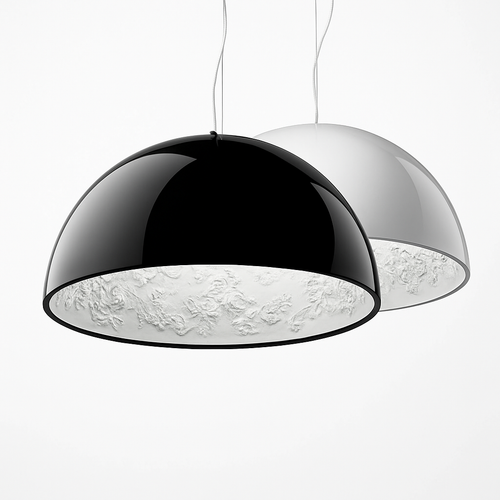 Suspension design demi sphère avec gravure fleurie intérieur - vue 2 sur 7