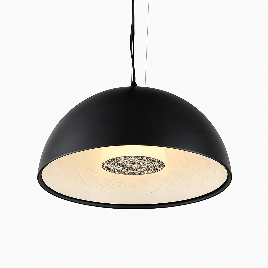 Suspension design demi sphère avec gravure fleurie intérieur - vue 3 sur 7