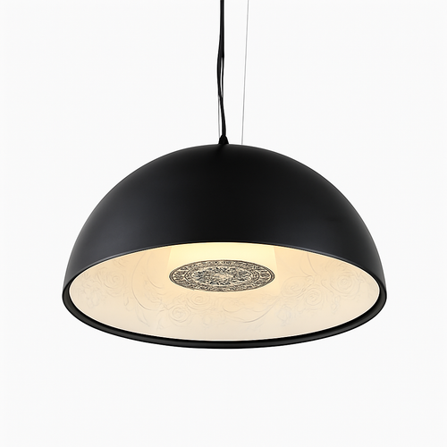 Suspension design demi sphère avec gravure fleurie intérieur - vue 3 sur 7