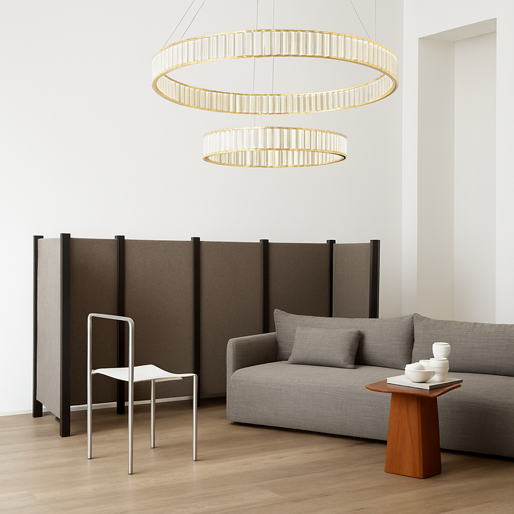 Suspension design dorée LED avec anneau en verre Luxury - vue 3 sur 5