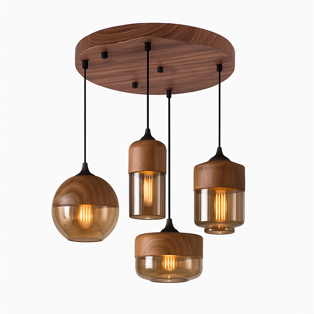 Suspension design en bois et verre Loft Retro - vue 11 sur 13