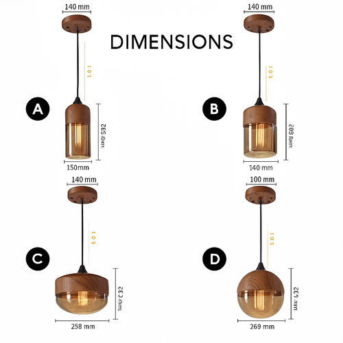 Suspension design en bois et verre Loft Retro - vue 13 sur 13